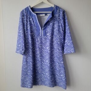 Talbots Cabana Life Coastal Chic Embroidered Tunic Dress sz M Swim Cover Up